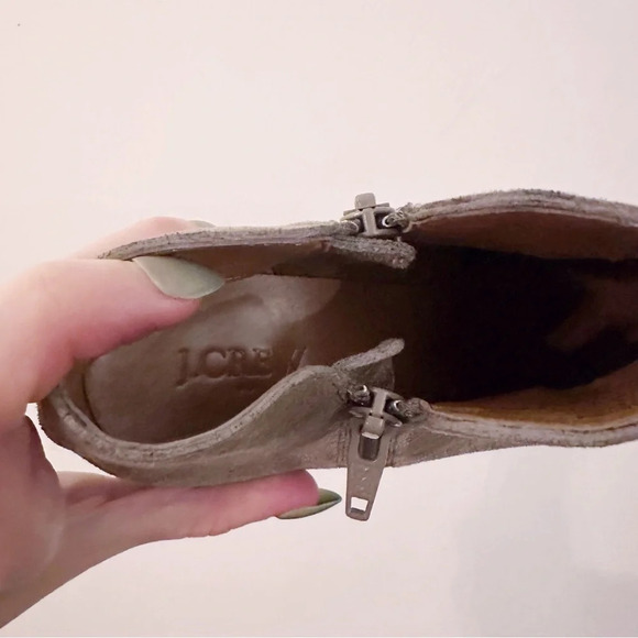 J. Crew Perforated Microsuede Boots Short Booties Tan Brown Zippers - Picture 7 of 7